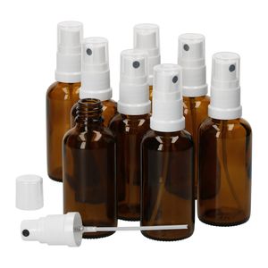 8er Set Apothekerglasflasche 50ml Sprühkopf-Aufsatz lichtgeschützte Aufbewahrung Sprühflaschen
