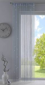 Fadengardine , HxB 250x140 cm, Grau Polyester mit Tunneldurchzug und eingenähtem Kräuselband, geeignet für Gardinenstangen und Gardinenschienen Fadenvorhang Fadenstore Raumteiler 20303CN