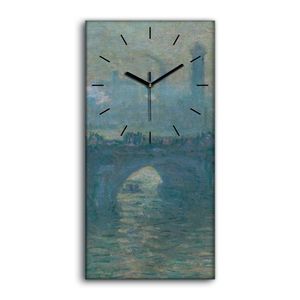 Wohnzimmer-Bild Leinwand Uhr Geräuschlos Kunstdruck 30x60 Waterloo Brücke - schwarze Hände