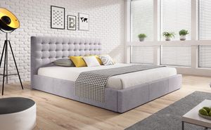 Polsterbett 120x200 Grau Webstoff Bett mit Lattenrost aus Holz und mit Stauraum