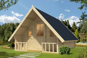 Alpholz Campinghouse 44 ISO Gartenhaus aus Holz , Holzhaus mit 44 mm Wandstärke inklusive Terrasse, Blockbohlenhaus mit Montagematerial