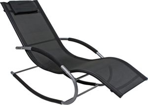 Jardinion Schaukelliege Naxos 146 x 62 x 89 cm Relaxliegestuhl Gartenliege Liegestuhl Schaukelstuhl Schwarz