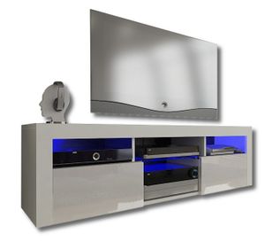 DEX TV Schrank Lowboard Hängeboard Fernsehtisch 160cm - Weiß / Weiß Hochglanz Türen - A12