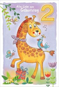 2. Geburtstag Glückwunschkarte im Format 11,5 x 17 cm mit Briefumschlag
