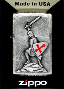 Zippo Crusade Victory Ritter Chrome Sturmfeuerzeug | Mit Plakette