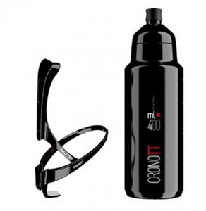 Elite Trinkflasche und Halter Crono TT, Carbonhalter, Aerobottle 400 ml, schwarz