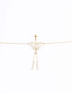 Gold Plated Surgical Steel Diamante Butterfly Belly Chain