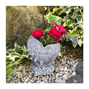 Grabvase Grab Vase mit 3D Rosenranke - In Liebe - Gedenkstein Grabschmuck Grabdeko