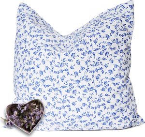 Lavendelkissen 30x30cm florales Design blau auf weiß (Weiß)