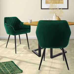 ML-Design sada 2 jídelních židlí s opěradlem, tmavě zelená, ze sametu