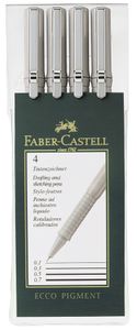 FABER-CASTELL Pigmentliner ECCO PIGMENT 4er Etui schwarz