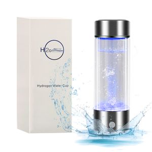 Wasserstoff-Wasserflaschen-Generator mit Inhalationsadapter, SPE PEM-Technologie Wasser-Ionisator, 450 ml/ 1300 PPB, Silber