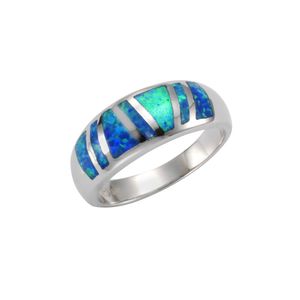 F Ring 925/- Sterling Silber weiß 052 (16,6) synth. Opal blau 025270003