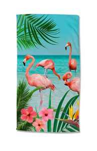 Strandtuch FLAMINGO, Motiv: Flamingo Tropen, 100 x 180 cm