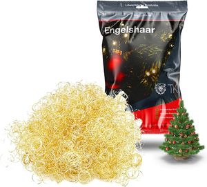 Weihnachtswunder® 5x Engelshaar gold gelockt - Lametta für Weihnachten Advent Deko Dekoration