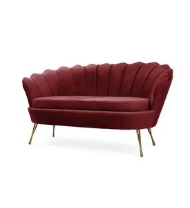 Bettso Elegant klassisch Muschelsofa Schalensofa Sofa Shell Muschel Couch auf Metallbeinen für Wohnzimmer Rot