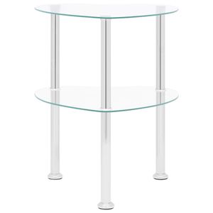 vidaXL Beistelltisch mit 2 Ablagen Transparent 38x38x50 cm Hartglas