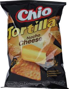 Chio Tortillas Chips Nacho Cheese vegetarisch Chipstüte 110g Chio Tortillas Chips Nacho Cheese vegetarisch Chipstüte 110g