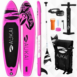 Aukai® Stand Up Paddle Board 320cm "Ocean" SUP Surfboard aufblasbar + Paddel Surfbrett Paddling Paddelboard - pink