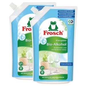 Frosch Klarspüler Bio-Alkohol 750ml Nachfüller - Streifenfreier Glanz (2er Pack)