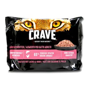 Crave Katzen Nassfutter Pastete mit Lachs & Huhn Multipack, 4 x 85 g