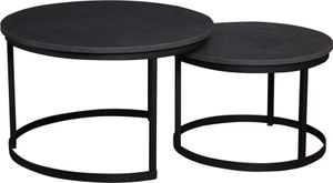Runde Satztische Couchtische - Loft Style Couchtische Metallbeine - 2 in 1 - Zwei Industrielle Getrennte Tische für Wohnzimmer -  Beton Dunkel