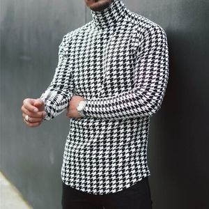 Herrenmode Slim Strick Rollkragenpullover Männer Stehkragen Pullover Pullover Tops,Farbe: Schwarz Und Weiß,Größe:M