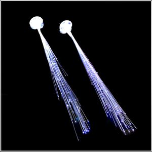 2x LED Party Haarsträhnen mit leuchtenden Glasfasern Hairextensions Haarspange Haarschmuck Haarclip Karneval Junggesellinnenabschied Volksfest Hochzeit Kindergeburtstag Konzert (weiß)
