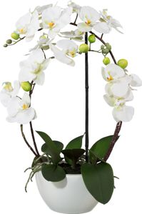 Umelá kvetina orchidea phalaenopsis 3D-tlač v keramickom kvetináči 52 cm biela Real Touch