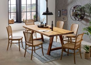 Esstisch mit Baumkante wie gewachsen Esszimmermöbel Küchentisch Baumkantentisch mit Agestell Eisen Art.2214 760x1000x2000