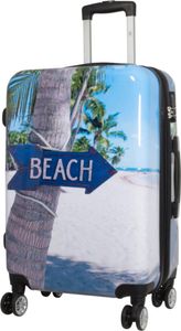Hartschalen Reise Koffer Trolley mit 4 Rollen und Dehnfalte Motiv PM Summer Beach Gr. L