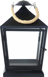 Esschert Design Laterne Schwarz mit Tau Größe S 35,4 cm - Metall & Glas