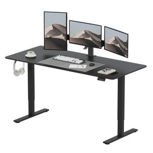 SANODESK Elektrischer Höhenverstellbarer Schreibtisch 180 x 80 cm, Ergonomischer Tischplatte, Steh-Sitz Tisch Computertisch, einfache Montage(schwarz)