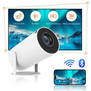 Mini Beamer Weiß Full HD 1080P 180°Dreh Portable Projector klein Videoprojektor Handy mit 2.4/5G WiFi Bluetooth 5.0