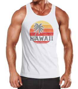 Herren Tank-Top Hawaii Palme Tropical Summer Retro Slim Fit Baumwolle Muskelshirt Muscle Shirt Neverless®  L