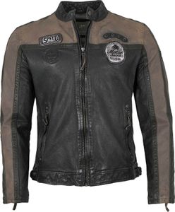 Gipsy by Mauritius - Herren Lederjacke Racingjacke Lammnappa navy grau : M