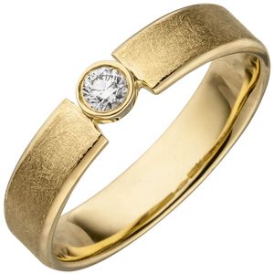 Solitär Ring aus 585 Gold Gelbgold mit Diamant Brillant 0,10 Ct. 4,1mm breit