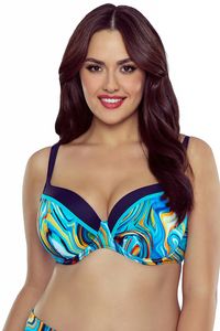 Vivisence Damen Bikini Oberteil Bademode Gemustert Bügel Strand Schalen Regulierbar 3229, Blau,95D