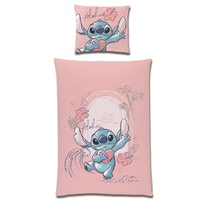 Lilo und Stitch Bettwäsche Rosa für Kinder aus 100% Baumwolle in 135x200 80x80 cm mit Reißverschluss