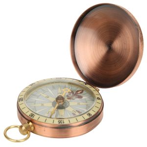 Tragbarer Vintage Retro Metal Copper Flip Cover Taschenuhr Kompass für Camping -Wanderbootscompass