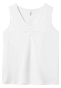 sheego Damen Große Größen Tanktop aus leichtem, elastischen Baumwolljersey Freizeitmode klassisch V-Ausschnitt Raffung