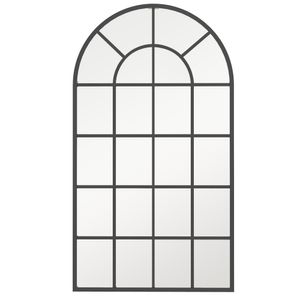 HOMCOM Wandspiegel Garderobenspiegel 110 x 62cm Flurspiegel mit Metallrahmen Hängespiegel Wohnzimmerspiegel für Schlafzimmer Schwarz