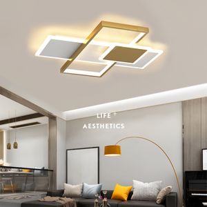 LED Deckenleuchte LED Deckenlampe Rahmenlicht 40W mit Fernbedienung Helligkeit einstellbar dimmbarer 50 x 40 x 5,5 cm Gold Wohnzimmer Arbeitszimmer, Badezimmer