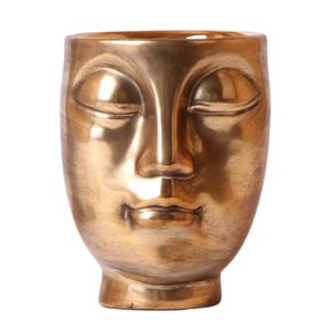 Kolibri Home | Face to face Blumentopf - Goldener Keramik-Ziertopf - Ø12cm