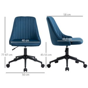 Vinsetto Bürostuhl Drehstuhl Schreibtischstuhl Ergonomisches Liniendesign höhenverstellbar 360° drehbar Schaumstoff Samtartiges Polyester Blau 50 x 58 x 77-87 cm