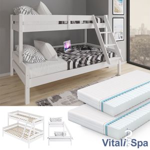 VITALISPA Kinderbett EVEREST Etagenbett Weiß inkl. Matratzen Hochbett Spielbett Massiv Stockbett