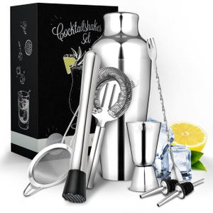 Vezato Cocktail Set aus Edelstahl – Hochwertiges Cocktail Shaker Set – Spülmaschinen geeignetes & rostfreies Cocktail Zubehör - Ideales Barset & Geschenk