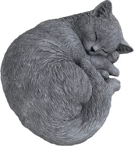 stoneandstyle Steinfigur Karthäuser Katze schlafend eingerollt frostfest Steinguss