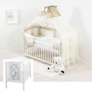 12 Teiliges Kinderbett Set mit Matratze Bettzeug und Zubehör - Teddybär mit Herz Dunkelbeige 12 Teiliges Kinderbett Set mit Matratze Bettzeug und Zubehör - Teddybär mit Herz Dunkelbeige