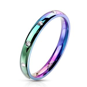 Damen Ring Zirkonia Regenbogen aus Edelstahl 55 (17.5 mm Ø)